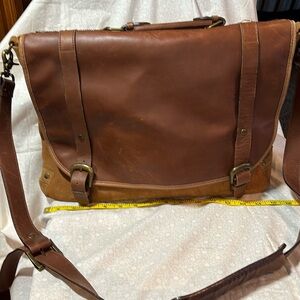 Genuine Leather & Suede Messenger Bag